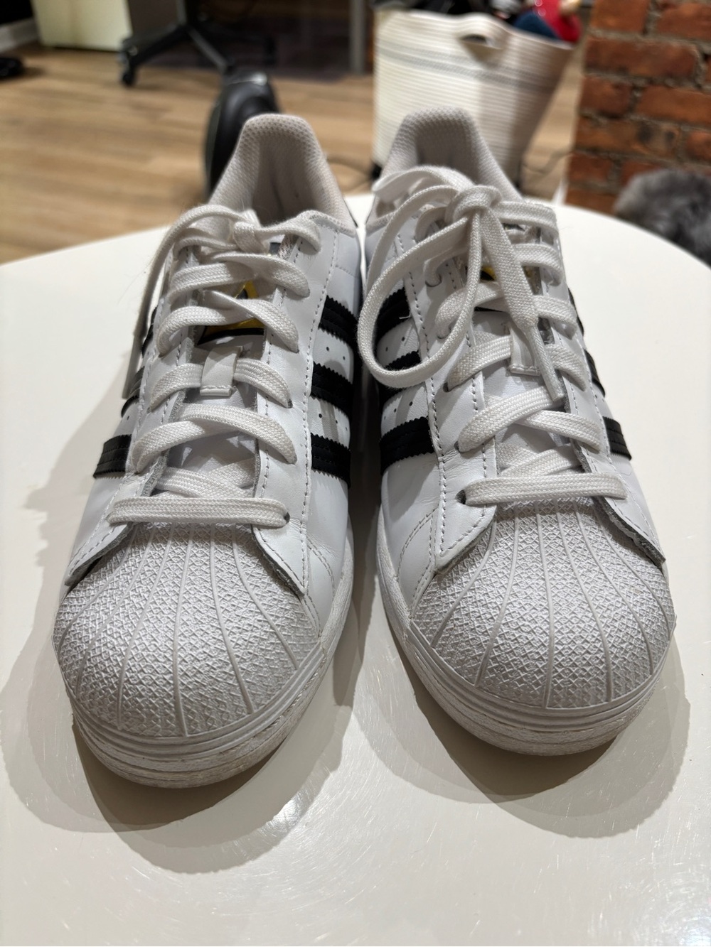 Adidas Superstar White/Black Shell Toe Sneakers with Black Three-Stripes